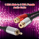 Metal 1 Male to 2-RCA Female Adapter Stereo Y Adapter Splitter Audio Cable Newly