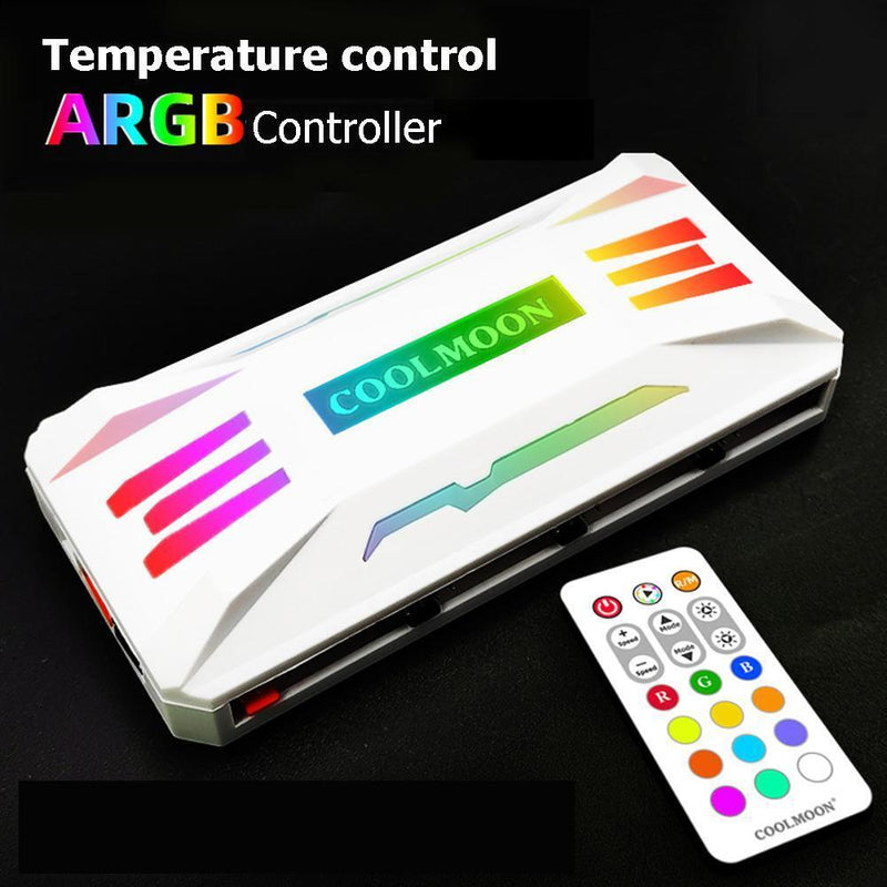 COOLMOON RGB Controller 4Pin PWM 5V 3Pin ARGB Fan Remote Control (Black)