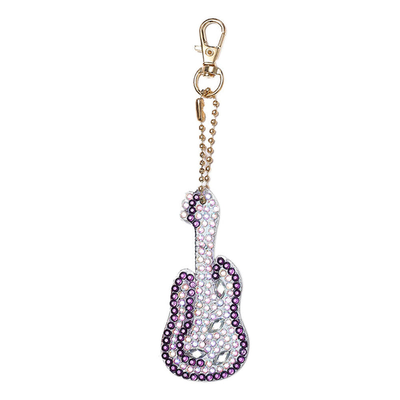 5pcs DIY Diamond Painting Guitar Keychain Full Special Shaped (QC012) Newly