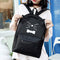 Women PU Leather Lovely Cartoon Cat Printed Backpack Shoulder Bag(Black)