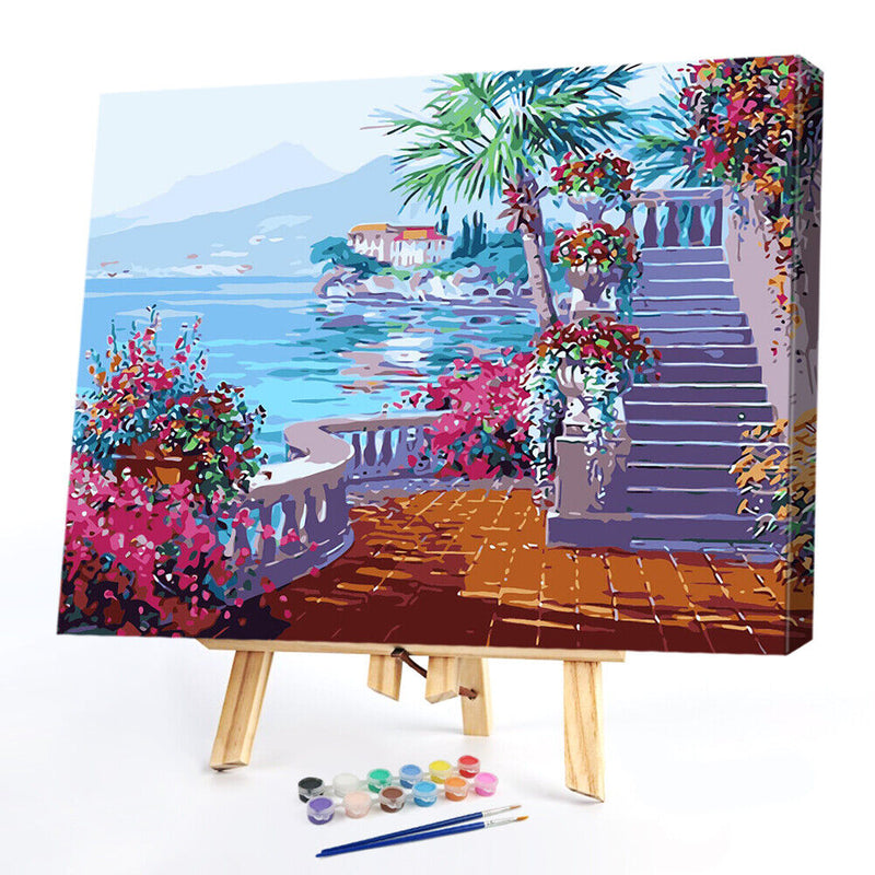DIY Painting By Numbers Kit Hand Painted Castle Wall Art Craft Living Room Decor