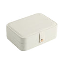 Velvet Jewelry Box Portable Necklace Earrings Organizer with Lock (White)