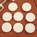 9pcs Round Ice Mooncake Mold Hand Press Pastry Cakes Mould DIY Kitchen Bake
