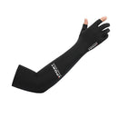 Ice Arm Sleeves Unisex UV Protection Half Finger Arm Cover (2 Finger Black)