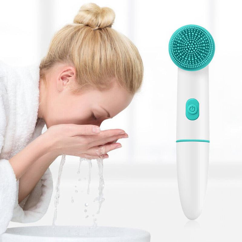 Waterproof 2 in 1 Silicone Electric Facial Cleanser Face Pore Cleansing Brush