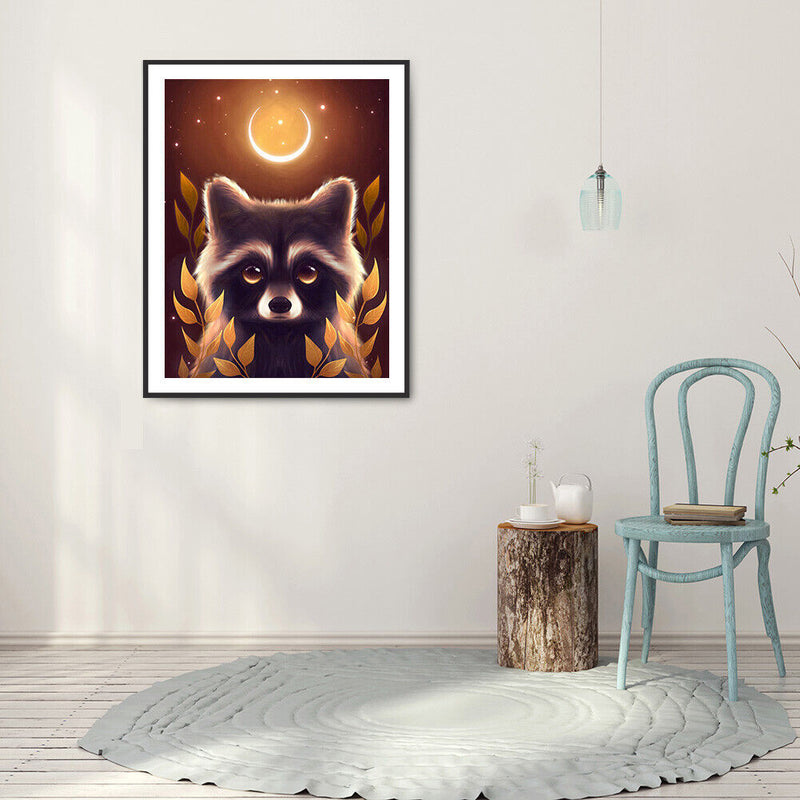 #A 5D DIY Diamond Painting Kits Moon Animal Full Round Drill Mosaic Rhinestone A