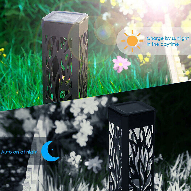 6pcs LED Solar Light Waterproof Hollow Lawn Stake Lamp Garden Decor (White)