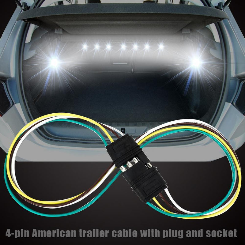 Tirol 2ft Trailer Light Wiring Harness 4 Way Flat 18 AWG Wire Connectors