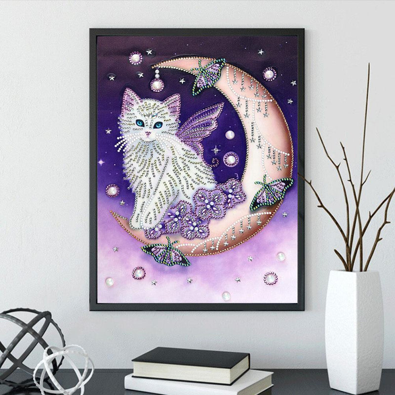 5D DIY Special Shaped Diamond Painting Cat Embroidery Kit Home Living Room Decor