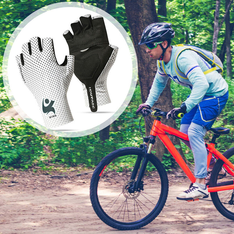 Half Finger Gloves Summer Sports Cycling Gloves for Men Women (White L)