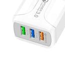 5pcs 5V 2.4A 3 Port USB Smart QC 3.0 Travel Fast  Charger(White)(EU)