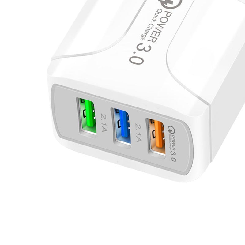 5pcs 5V 2.4A 3 Port USB Smart QC 3.0 Travel Fast  Charger(White)(EU)