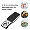UV LED Magnifying Glass Handheld 30X 60X 90X Foldable Reading Monocle Magnifier