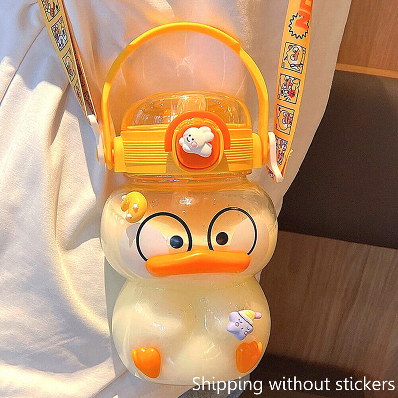 1.2L Lovely Duck Drinking Water Bottle Summer Leak-Proof Outdoor Sport Straw Cup