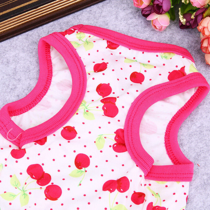 Spring Summer Puppy Small Dog Vest Clothes Pet Shirt (Cherry  Red)(L)