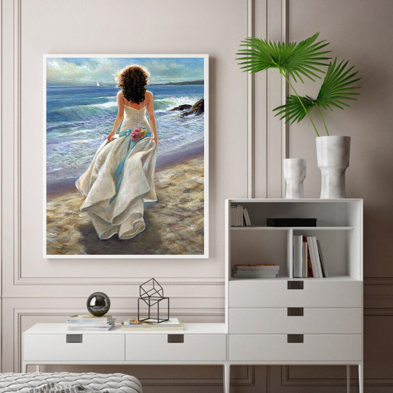 Girl Oil Paint By Numbers Kit DIY Acrylic Drawing Picture for Adults Home Decor