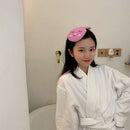 Cute Rabbit Hair Clips Hairpin Women Corduroy Wash Face Hairgrips (Pink)