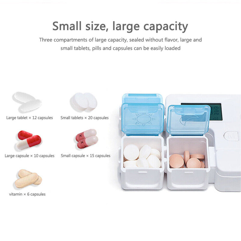 #A Timing Pill Box 3 Grids Intelligent Tablet Container Medicine Dispenser Holde