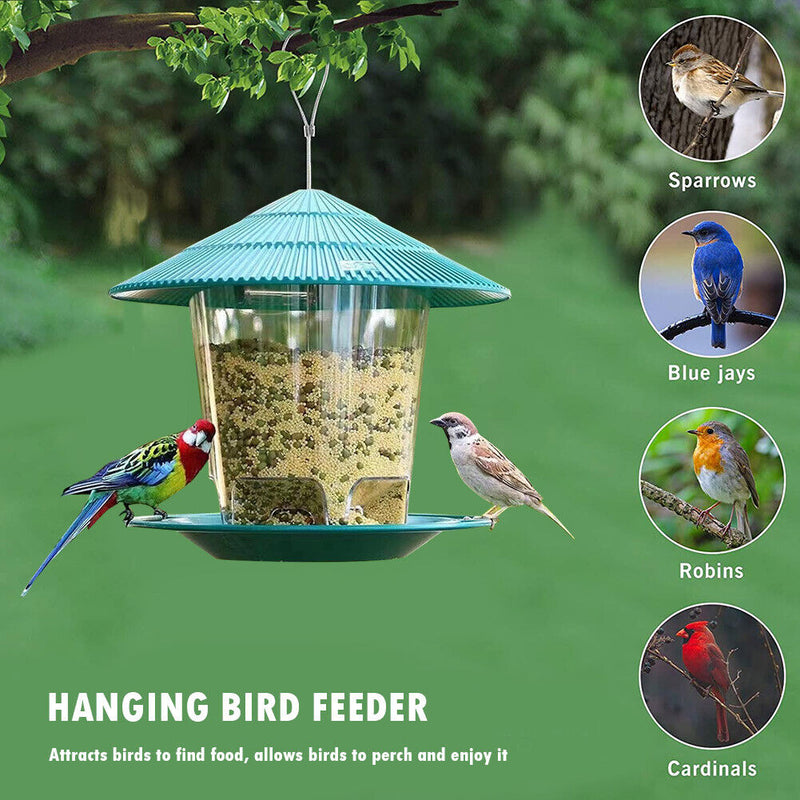Plastic Gazebo Shape Bird Feeder Outdoor Hanging Clear Food Holder Container Box