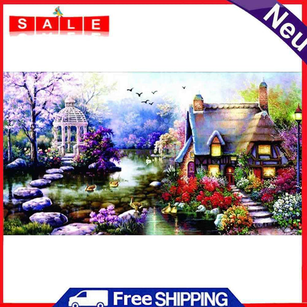 Full Cross Stitch 11CT DIY Garden Cottage Printed Embroidery Hanging Painting