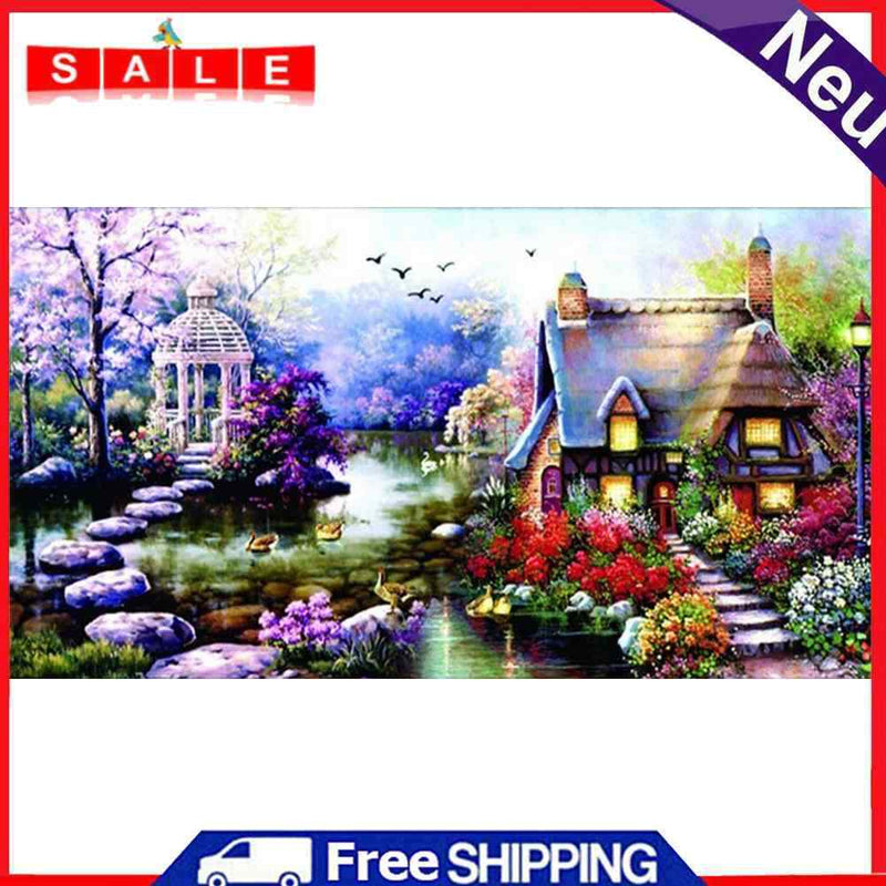 Full Cross Stitch 11CT DIY Garden Cottage Printed Embroidery Hanging Painting