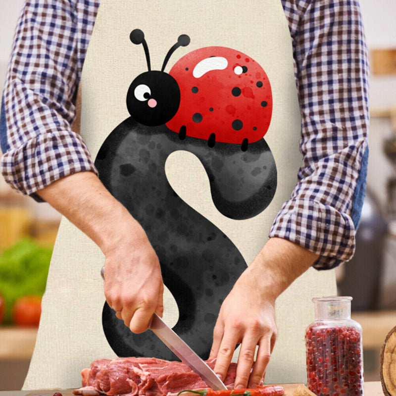 Insect S Print Apron Linen Waterproof Cooking Bibs Home Pinafore (68x55cm)