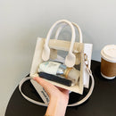 Fashion PVC Transparent Women Crossbody Bag Clear Totes Handbags (White)