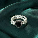 Crystal Double Layer Heart-shaped Aadjustable Jewelry Popular Accessories Ring