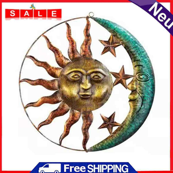 Metal Moon Sun Hanging Pendant Wall-mounted Art Craft Home Background Wall Decor
