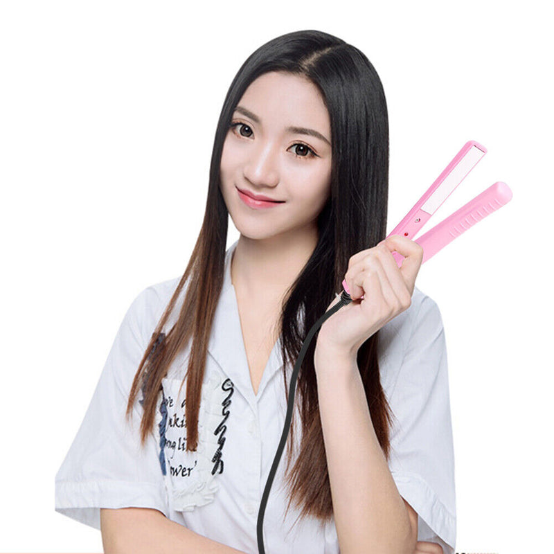 2 in 1 Crimper Mini Hair Straightener Curler Flat Iron Styling Tool (Red) Newly