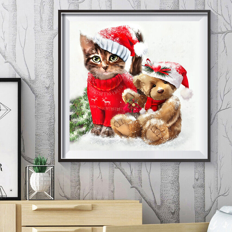5D Diamond Painting DIY Christmas Cat Bear Rhinestone Picture Craft Wall Poster