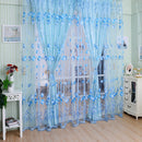 Tulip Flower Yarn Sheer Window Curtain Scarf Drapes for Bedroom (Blue) Newly