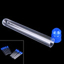 10x 15x100mm Clear Plastic Test Tubes Hard Plastic Test Tube With Wing Plu TP ^?