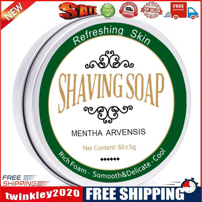 60g Mint Scented Men s Shaving Soap Aluminum Boxed Foam Rich Gentle Not Sti