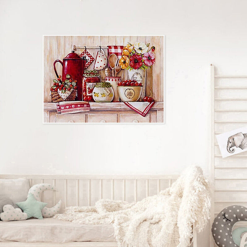 Kitchen Cups Paint By Numbers Kit DIY Frameless Acrylic Picture On Canvas
