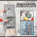 6 Pocket Hanging Handbag Organizer Wall Closet Clear Storage Bag (Gray) Newly