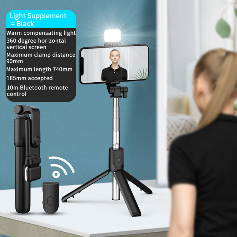 R1 Phone Selfie Stick Mini Tripod Bluetooth Shutter Smartphone Stand Fill Light