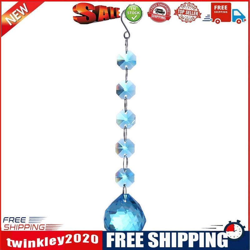 Crystal Glass Door Tassel Curtain Beads String Hanging Pendant Chain (Blue)