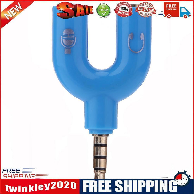 3.5mm Stereo Audio Jack Earphone Headphone 2 Way U Splitter Adapter