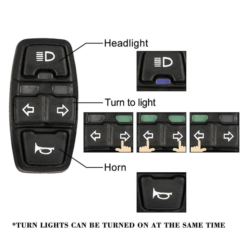 3 in1 Ebike Light Switch+Horn and Turning Light Switch Scooters Electric Bicycle
