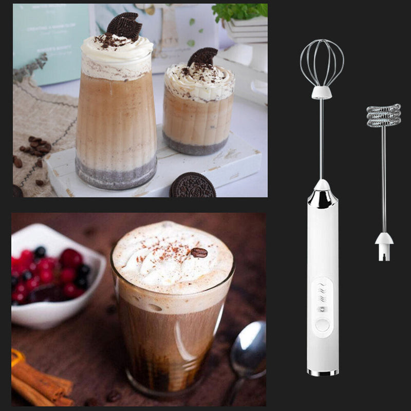Automatic Milk Coffee Whisk Mixer Electric Egg Beater Kitchen Tool (White) Newly