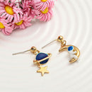 Star Moon Earrings Astronaut Stud Earrings Planet Star Stud Dangle Earrings