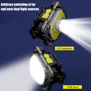Portable COB LED Headlamp 4 Gears 600lm Outdoor Waterproof Warning Flashlight