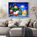 50x40cm 5D DIY Full Round Drill Diamond Painting Snowman Family Home Art Decor