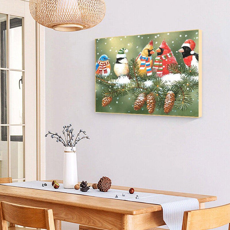 Snow Bird Oil Paint by Numbers Hand Painted Frameless Picture Home Ornament Kit