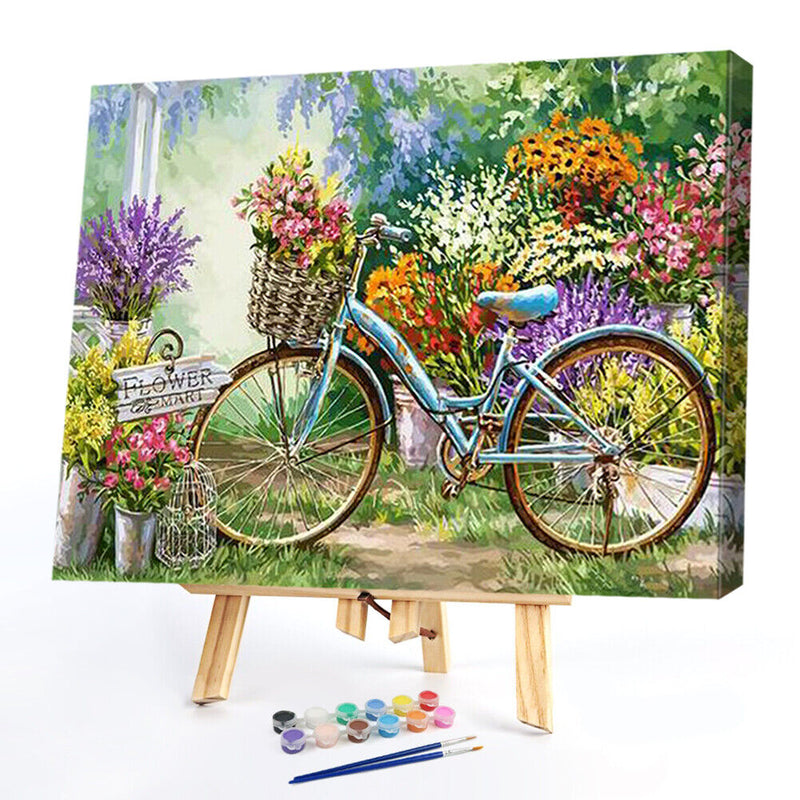 Frameless Painting By Numbers DIY Bicycle Hand Painted Canvas Oil Picture