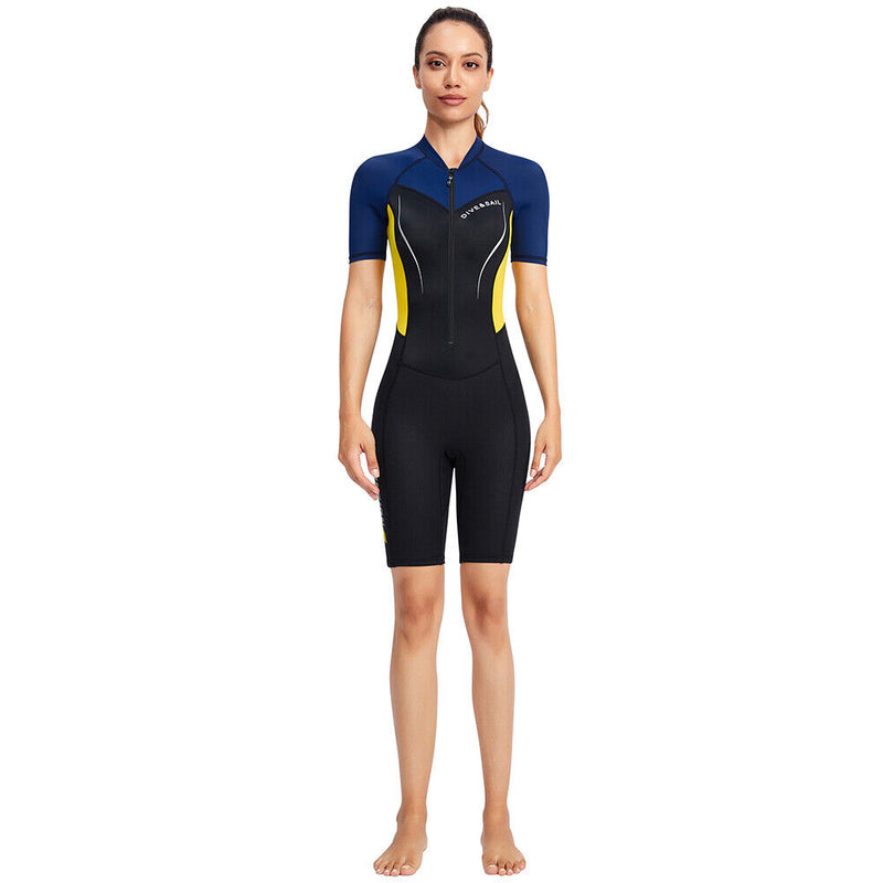 DIVE SAIL Neoprene Scuba Snorkel Swimming Women Body Wetsuits (Yellow S)