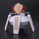 Solar Powered 360 Degree Jewelry Rotating Display Stand Turn Table LED Ligh