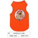 Summer Thin Puppy Clothes DIY Applique Diamond Orange Breathable Dog Cat Shirts