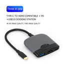 Type-C to HDMI-compatible PD USB 3.0 HUB 3 in 1 4K Docking Station for Switch
